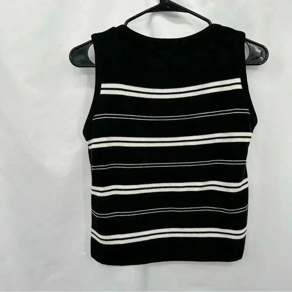 Kathy Ireland Sweater Tank Top Small Black White Sleeveless - Picture 2 of 8